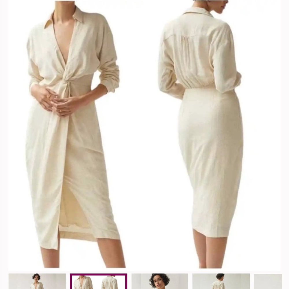 Anthropologie Cream Long Sleeve Dress